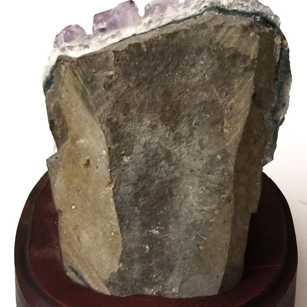 Natural Amethyst Cluster on Wooden Base - Picture 3 of 8